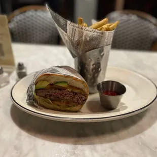 The most satisfying burger came already cut-in-half to share with its own side of fries and ketchup. You have to try this.