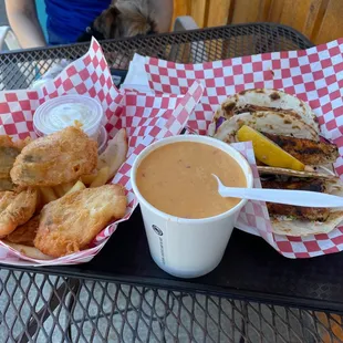 a tray of food on a table