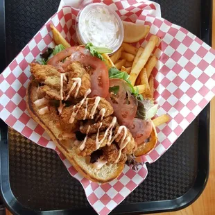 Oyster Po&apos; boy sandwich.