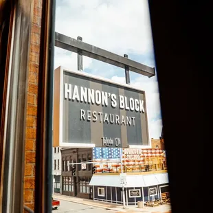 a view of a restaurant from a window