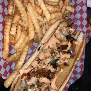 The world-renowned Chicken Philly. Perfect crackle cut fries take this sandwich above and beyond others