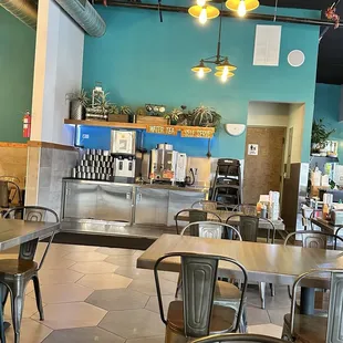 Inside water and tea station self serve