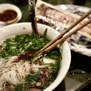 Pho with brisket and oxtail. Bone marrow.