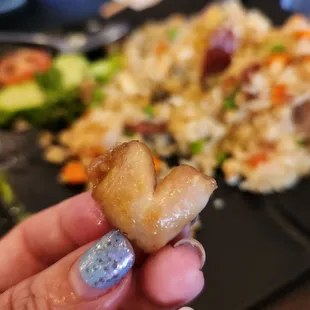 Heart shaped chicken piece