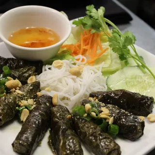 Grilled Beef in Grape Leaves