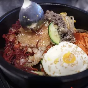 a close up of a bowl of food