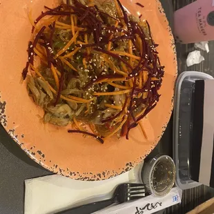 Japchae with chicken (Glass Noodles with Chicken)