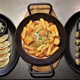 Pork Mandoo, Ddukbokki(Spicy rice cake), Fried Ghimmari