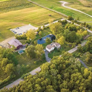 Hanover Winery aerial view, 15 acres with 7 acres of vineyards.