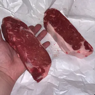two pieces of beef