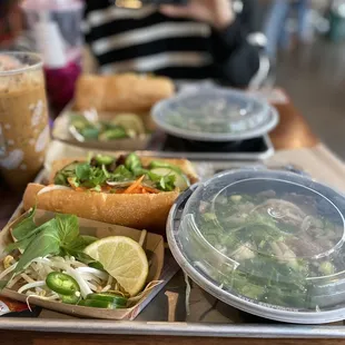 BBQ pork bánh mì and beef pho combo + Vietnamese coffee!