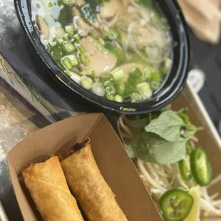 chicken pho , egg roll