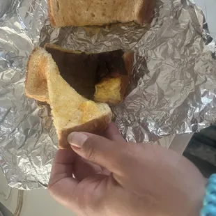 Turkey breakfast sandwich on toasted bread