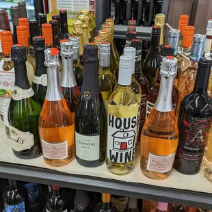 bottles of wine on a shelf