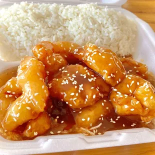 Sesame Shrimp with Steamed Rice