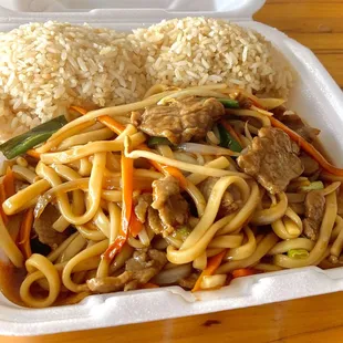 Beef Lomein with Fried Rice