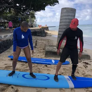 On-land demos and practice before getting in the water.