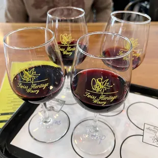  three glasses of wine on a tray