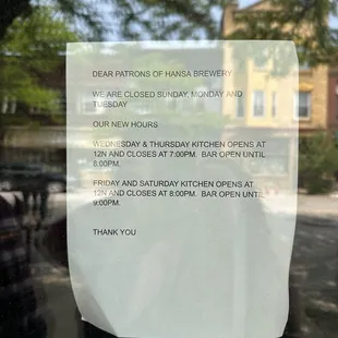 Updated hours :(