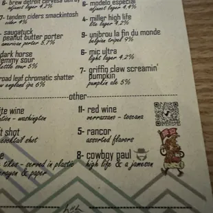 menu
