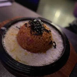 Kimchi fried rice with cheese