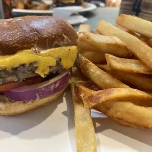Cheeseburger and fries