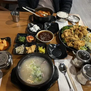 a table full of asian food