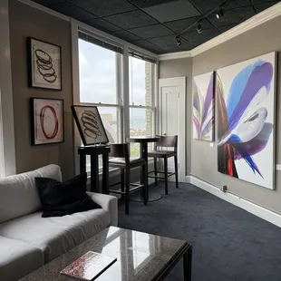 Inside the second floor art gallery at the Hanson of Sonoma Tasting Room at Hanson Gallery in Sausalito.