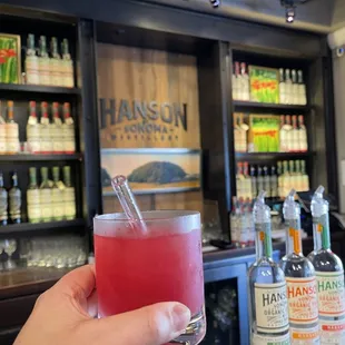 Solid cocktails and vodkas are served here at the Hanson of Sonoma Tasting Room at Hanson