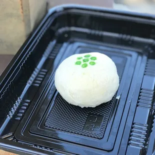 a piece of cake in a plastic container