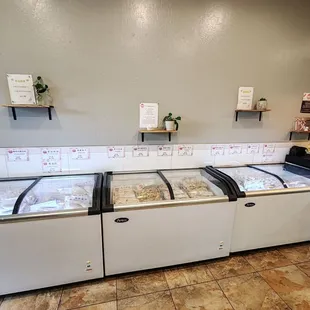 a display of pastries in a bakery