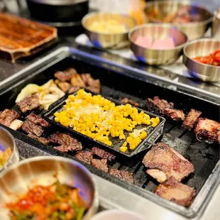 Corn cheese, beef rib eye