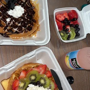 waffles, food