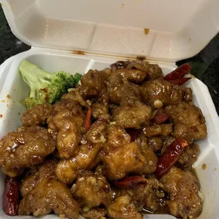 General Tso's Chicken. Big portions and bold flavor!