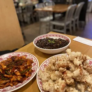 Pork Gan Ja Jang, Tang Su Yuk, Stir Fried Spicy Squid