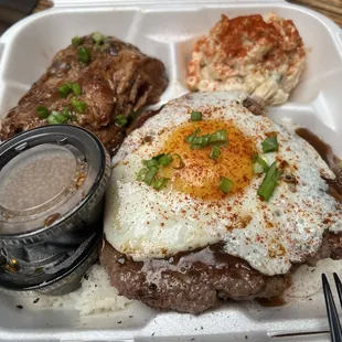 Mix plate, pineapple shoyu ribs and loco Moco