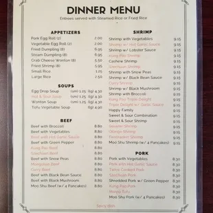 the menu