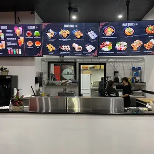 Counter with overhead menu. Great photos and descriptions