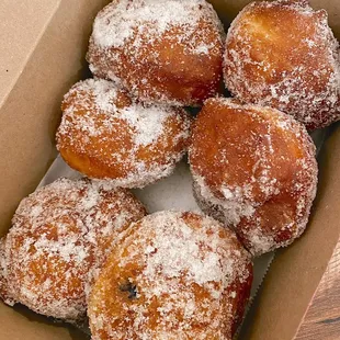 ube &amp; custard filled malasadas