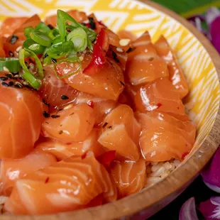 Sweet and Spicy Salmon Bowl with Brown Rice