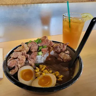 Kara-age, curry and Rice