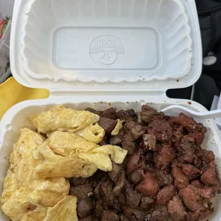 Double meat both chicken and steak sub scrambled instead of fried egg