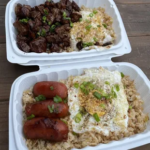 Tapsilog and Longsilog for breakfast ..always supporting local businesses