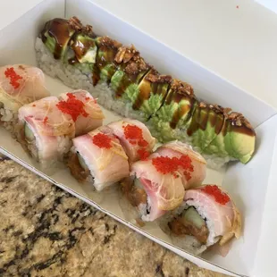 Caterpillar roll and the sunset roll - ono!
