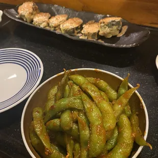 Sushi and edamame