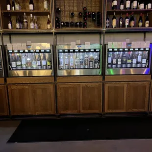 a row of wine coolers