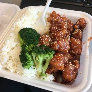 Sesame chicken - best Chinese spot in the area. Regular place for lunch special