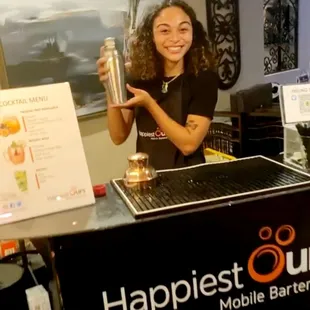 Very cool set-up and look at this energetic bartender