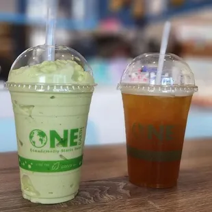 two drinks on a table