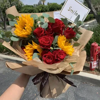 Roses And Sunflowers Bouquet